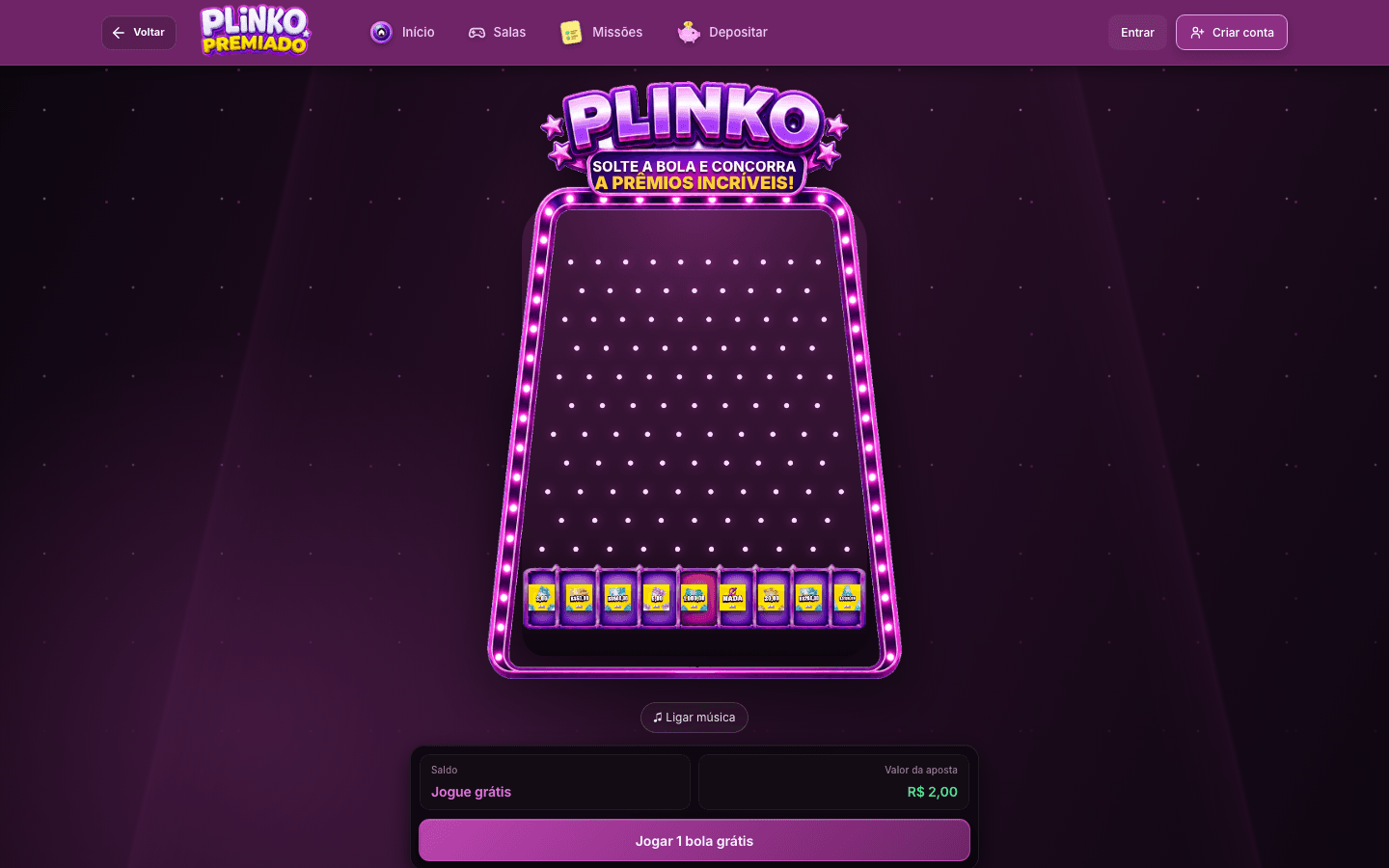 Sala clássica do Plinko Premiado em funcionamento